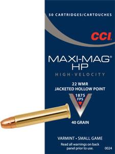 CCI Maxi-Mag 22 WMR 40gr. JHP 50 round box