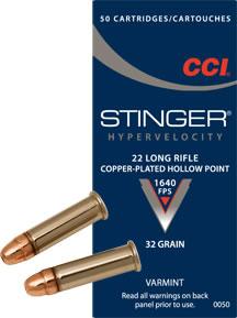  Cci Stinger 22lr 32gr.Copper- Plated Hp 50 Round Box