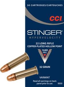 CCI STINGER 22LR 32gr. Copper-Plated HP 50 round box
