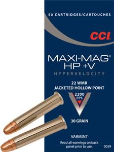 CCI Maxi-Mag HP+V  22WMR 30gr. JHP 50 round box