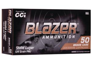 CCI Blazer Brass 9mm 124gr. FMJ 50 round box