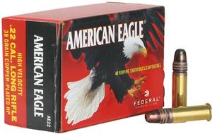 Federal American Eagle 22 LR. 38GR Copper Plated HP 50Rds