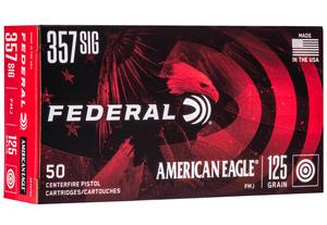 FEDERAL AMERICAN EAGLE 357 SIG 125GR. FMJ 50 ROUND BOX