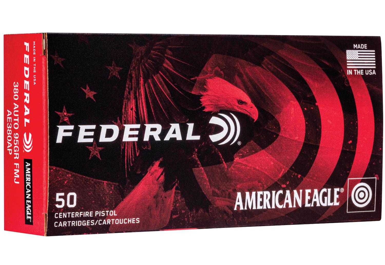  Federal American Eagle 380acp 95gr.Fmj 50 Round Box