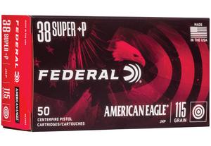 FEDERAL AMERICAN EAGLE 38 SUPER 115GR JHP 50 ROUND BOX