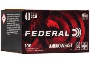 FEDERAL AMERICAN EAGLE 40S&W 180GR. FMJ 100 ROUND BOX