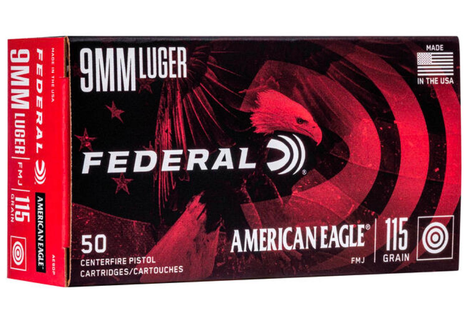 Federal American Eagle 9mm 115gr.Fmj 50 Round Box