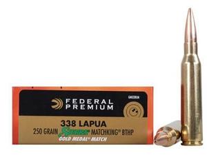 Federal Premium Gold Medal 338 Lapua Mag Sierra 250GR MatchKing BTHP 20Rds