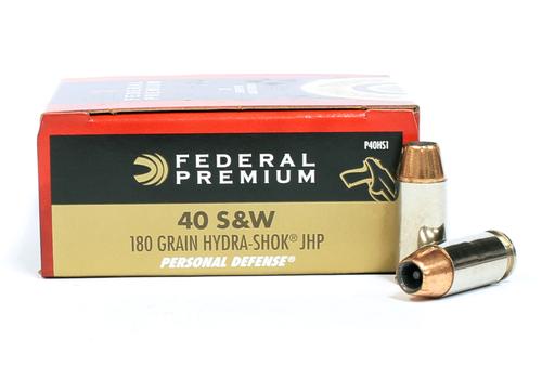  Federal Hydra- Shok Premium Personal Defense Ammunition 40s & W 180gr.Jhp 20 Round Box