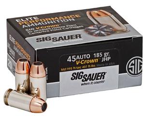 Sig Sauer 45ACP 185GR ELITE V-CROWN JHP E45AP0-20