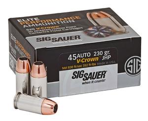 Sig Sauer 45ACP 230GR ELITE V-CROWN JHP E45AP2-20