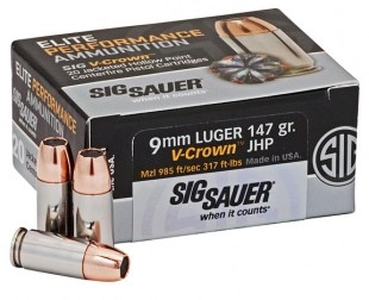  Sig Sauer 9mm 124gr Elite V- Crown Jhp E9mma2- 20