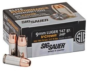 Sig Sauer 9MM 124GR ELITE V-CROWN JHP E9MMA2-20