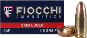 Fiocchi 9mm 115GR FMJ 50 Rds