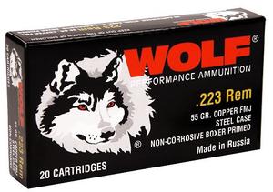 Wolf Performance Rifle Ammunition, 223 Rem, FMJ, 55 GR, 3241 fps