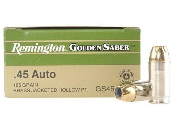  Remington Golden Saber Ammunition 45 Acp 185 Grain Brass Jhp