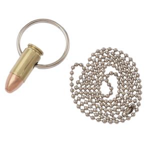 9mm bullet keychain/ necklace -  brass