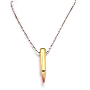 Lucky Shot Real .223 Bullet Necklace on 24-Inch Nickel Plated Ball Chain