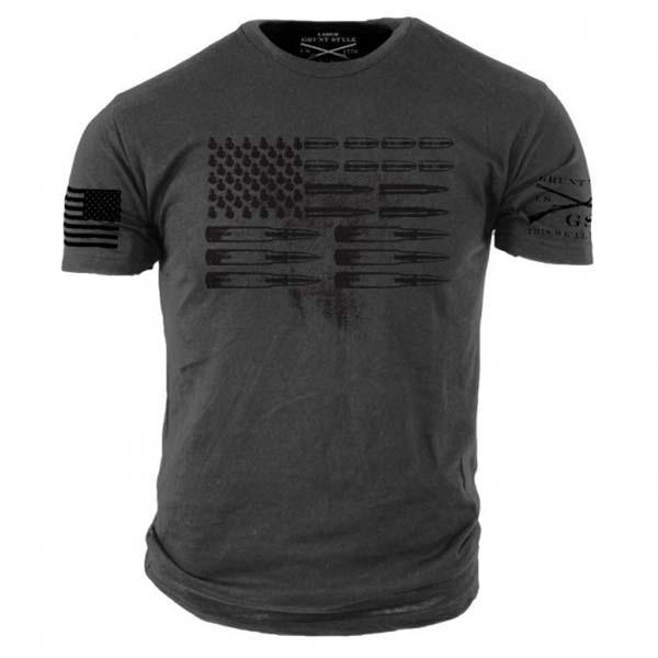  Grunt Style Mens T- Shirt - Ammo Flag - Gray