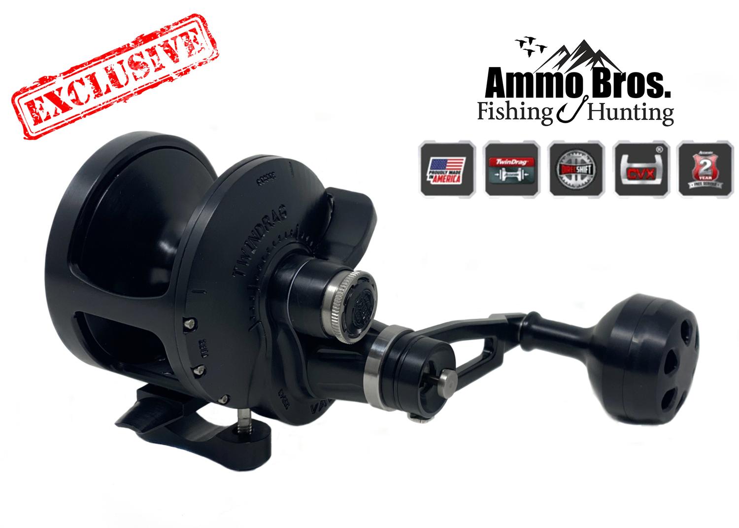 Ammo Bros  ACCURATE BOSS VALIANT 2-SPEED REEL SILVER/BLUE BV2