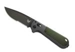 430 REDOUBT MANUAL FOLDING KNIFE 3.55IN D2 TOOL STEEL SERRATED BLACK/GRAY-GREEN