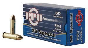 PPU 38 SPECIAL 130 GR FMJ 500RDS
